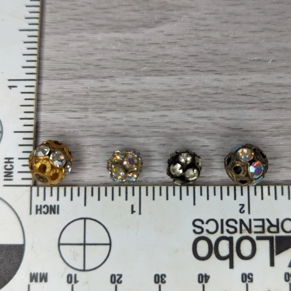 Group of 17 Gold & Silver Tone Rhinestone Beads